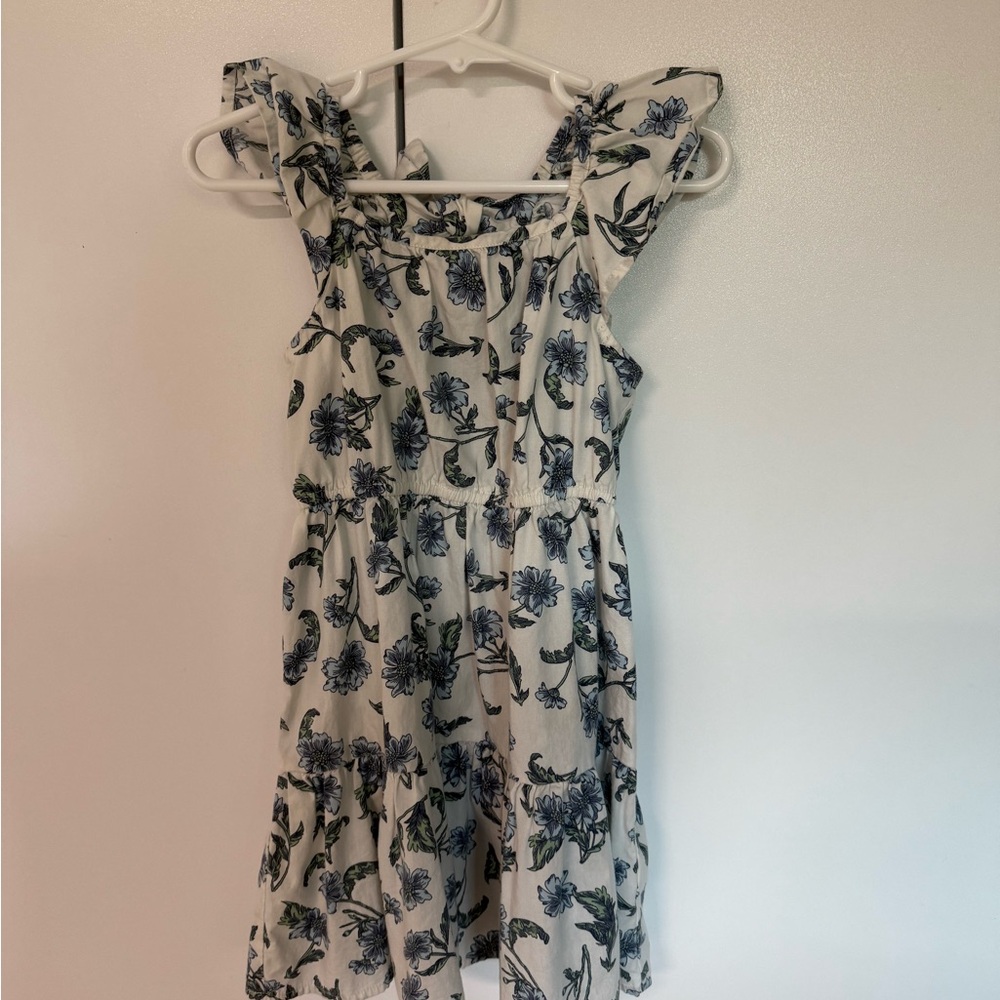 Floral Kids Dress in Blue and White